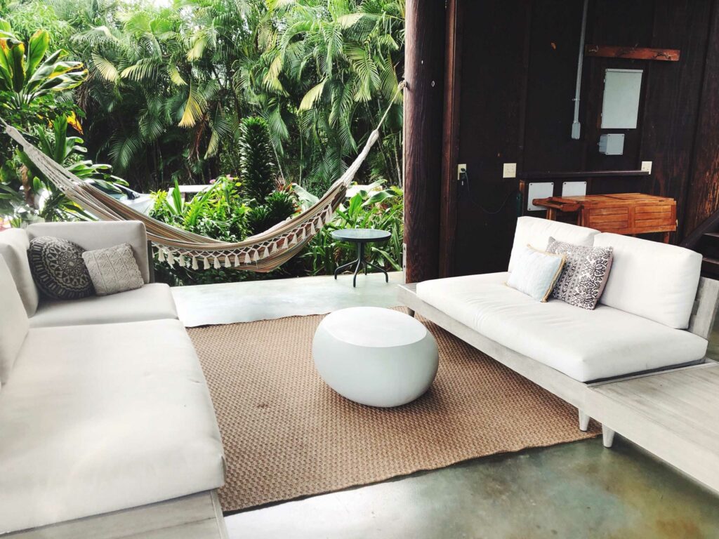 outdoor lounging area