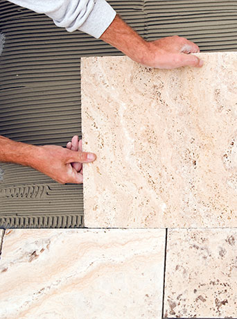 installing tile with grout