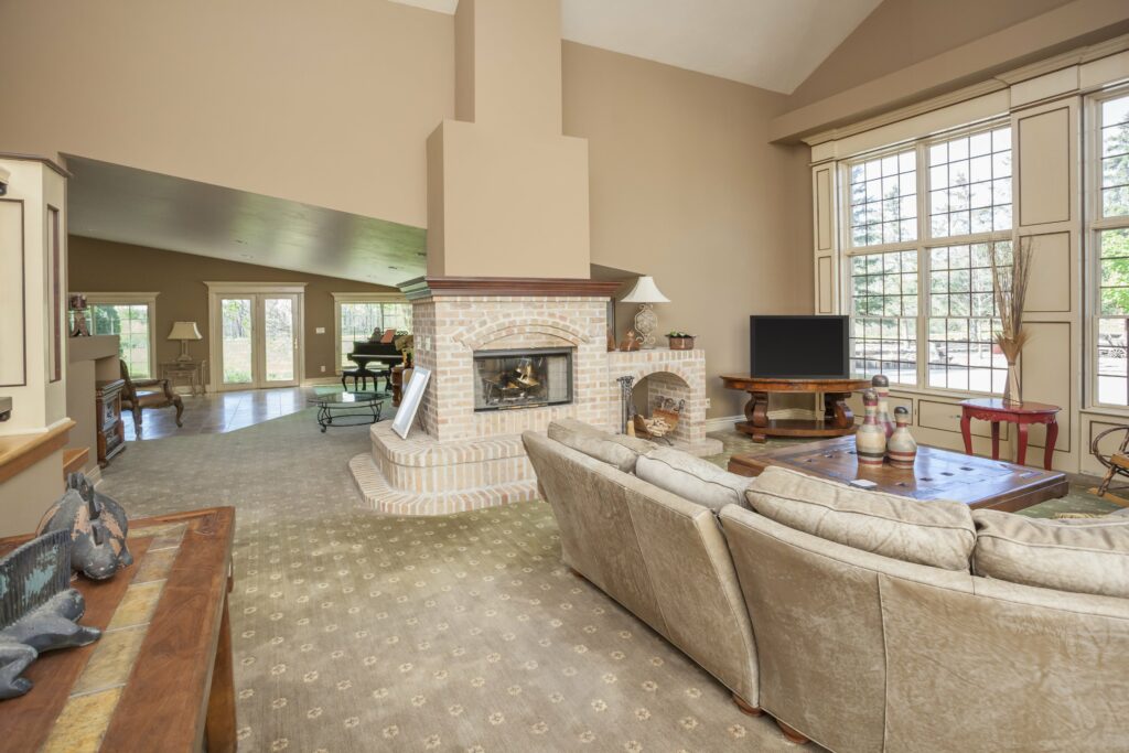 Living Room with Patterned Carpet