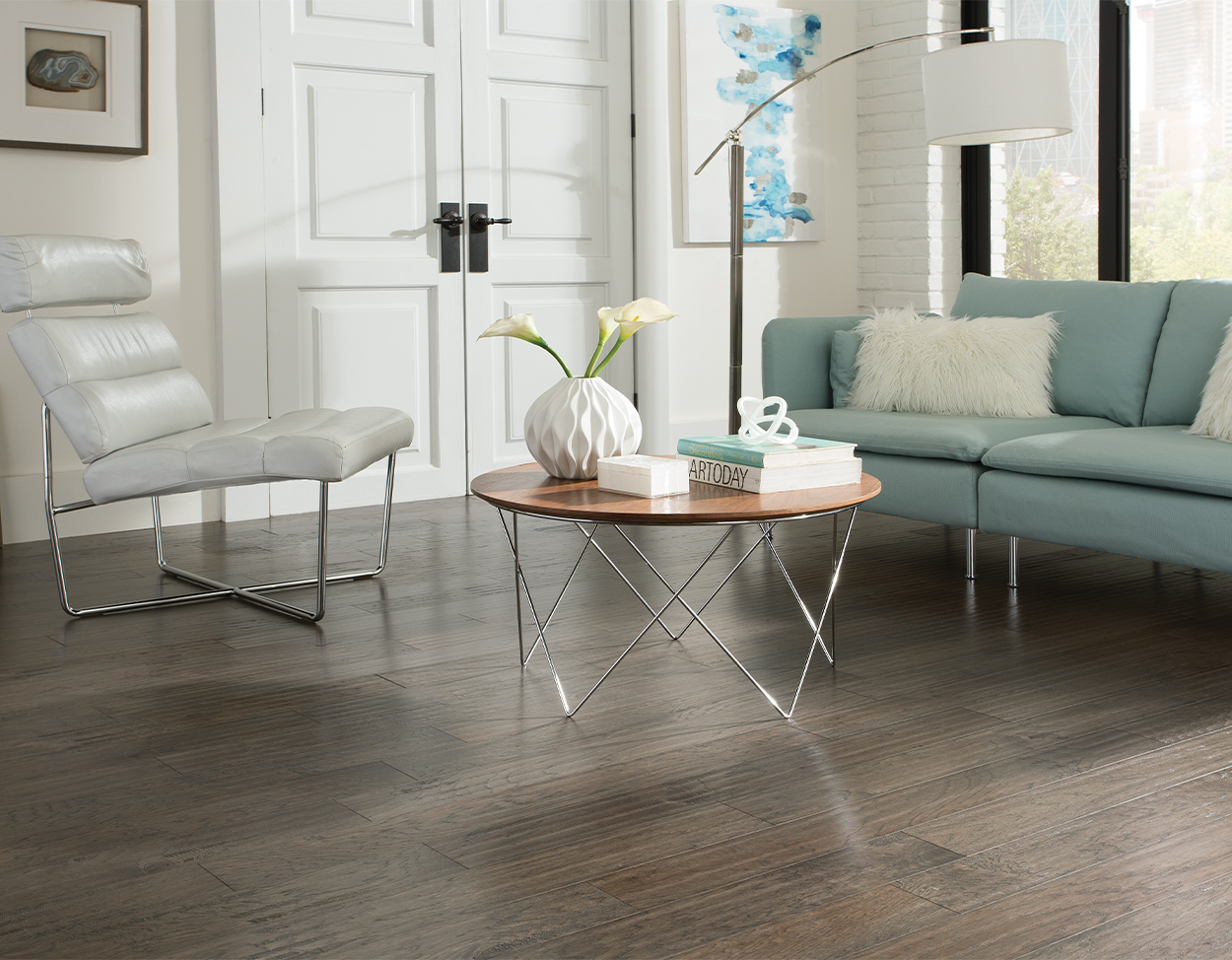 Holland: Espresso 7" Engineered Hardwood Flooring in Living Room