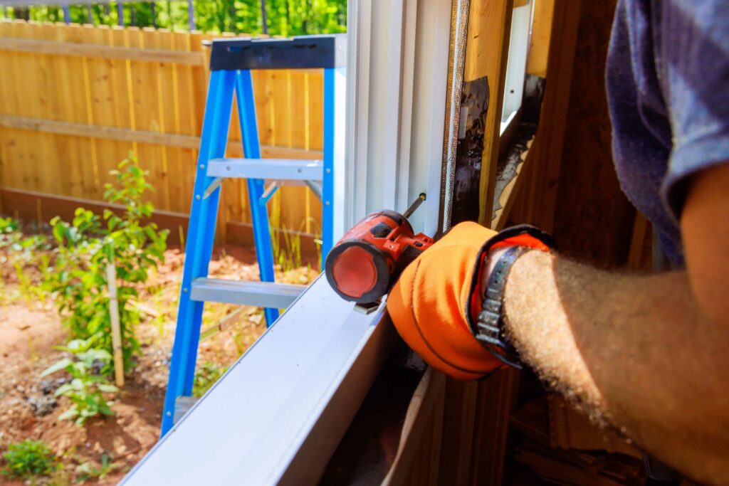 worker using screwdriver